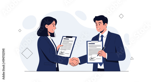 Business handshake agreement, partnership deal, contract signing, teamwork, success