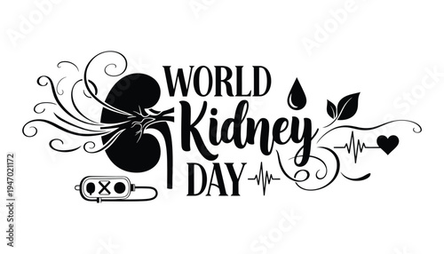 World Kidney Day awareness graphic with kidney and medical symbols