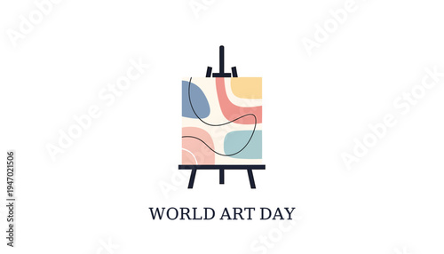 Vibrant abstract art on easel celebrating World Art Day creativity