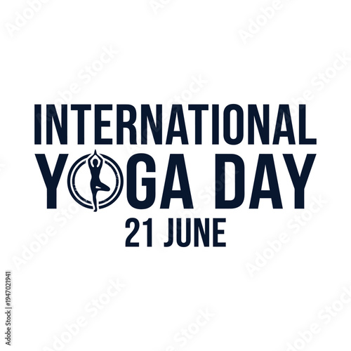 International Yoga Day logo with date June 21 on white background
