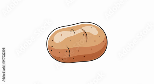 A simple illustration of a whole, unpeeled potato with a brown skin and subtle shading