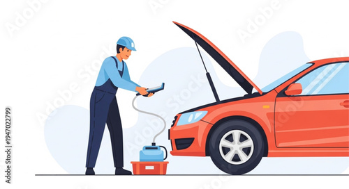 Mechanic changing car oil.