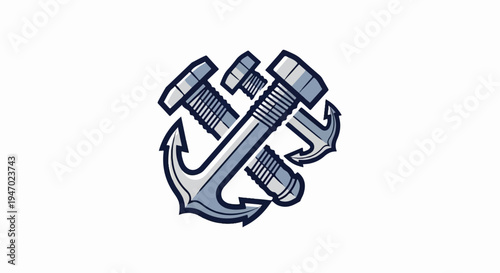 Crossed anchors and bolts emblem