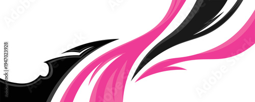 sporty car livery graphic vector. striping racing car wrap livery design pink White and black Color