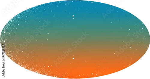 Elliptical gradient with speckled texture, transitioning from deep blue to vibrant orange