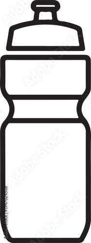 Minimalist black and white fitness water bottle outline