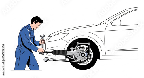 Mechanic changing car tire.