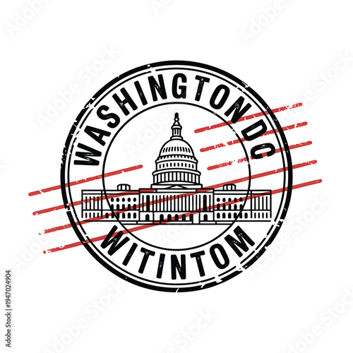 Vintage style stamp featuring the us capitol building and washington dc text