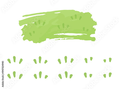 筆で描いたような草と草原のイラスト素材セット