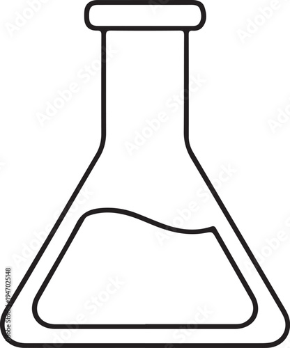 Minimalist black and white science beaker outline laboratory