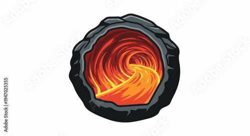 Fiery cave entrance with flowing lava