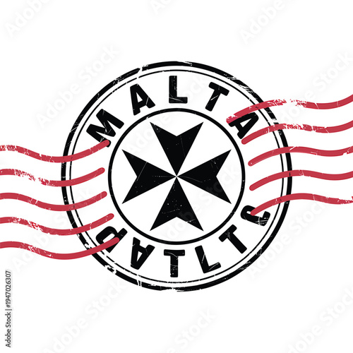A vintage malta postmark featuring the maltese cross emblem