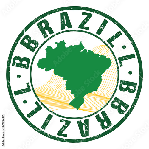 Circular badge featuring the name Brazil and a map of the country