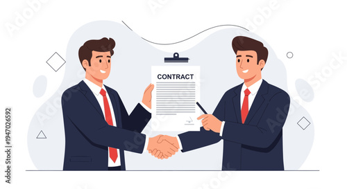 Businessmen shaking hands over contract, agreement, partnership, successful deal
