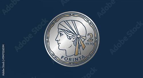 Classic coin featuring profile of a woman, denomination '2', and year '1970'