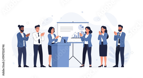 Business team applauding speaker at presentation, success, teamwork, meeting