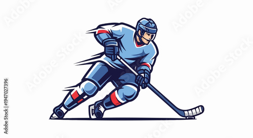 Stylized ice hockey player in motion