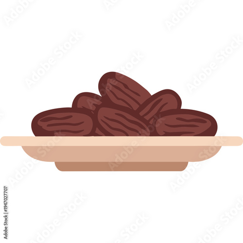 A plate of delicious dates is presented on a table indoors.