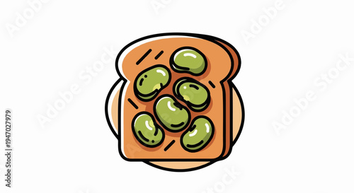 Slice of toast with bright green beans spread across it