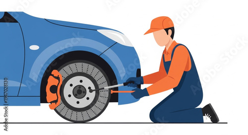 Mechanic Changing Car Tire.