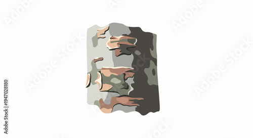 Textured bark with abstract camouflage pattern in muted earthy tones