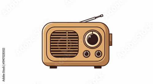 Vintage wooden radio with antenna and tuning knob