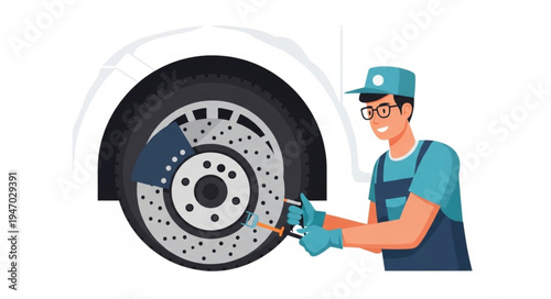 Mechanic changing car tire.