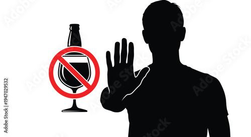 No alcohol allowed a hand stopping a drink bold black silhouette