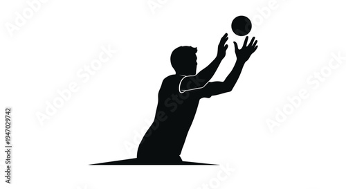 A basketball player reaching for the ball in a dynamic pose silhouette