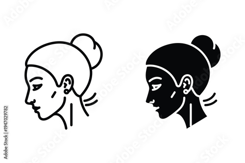 Elegant female profile icon set for beauty, skincare, and fashion concepts