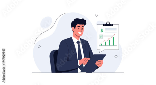 Businessman analyzing financial graph on tablet, business growth concept