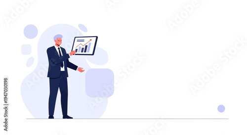 Businessman presenting financial growth chart on tablet, business concept