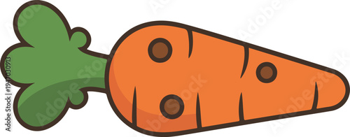 Cute Carrot Vegetable Flat Icon, Fresh Organic Healthy Food Illustration, Simple Cartoon Farm Produce Design Isolated Vector