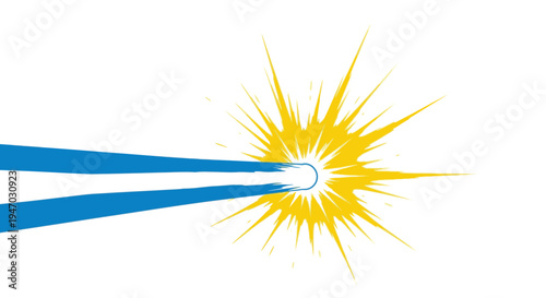 Sparkling welding torch with bright yellow sparks flying