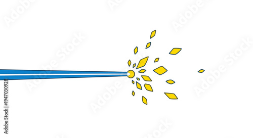 Sparkling blue laser beam shooting out yellow sparks