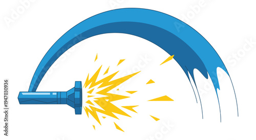 blue paintbrush stroke with yellow sparks creative art