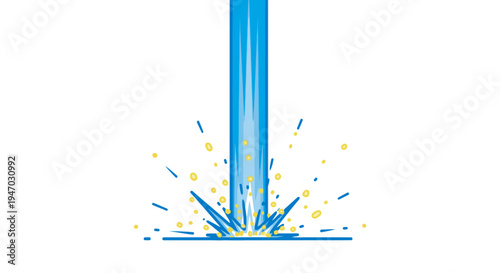 Abstract blue and yellow light beam explosion effect