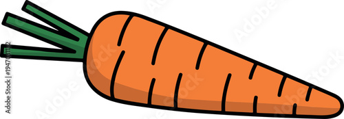 Cartoon Carrot Vegetable Illustration, Fresh Organic Food Icon, Healthy Farming and Nutrition Concept Vector Design for Agriculture