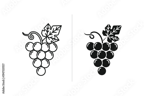 Grape Bunch Icon - Fruit, Food, and Harvest, Vector Art