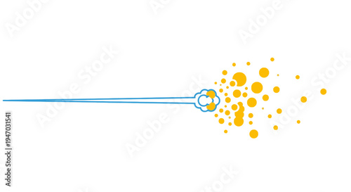 Blue sparkler with vibrant yellow sparks flying apart