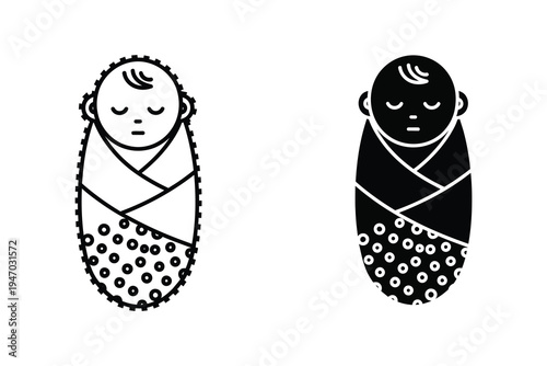 Wrapped Baby Icon - Newborn, Innocence, and New Life Symbol