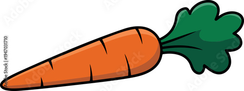 Cute Carrot Vegetable Cartoon Icon, Colorful Flat Vector Illustration, Healthy Organic Food Design for Farm Produce and Nutrition