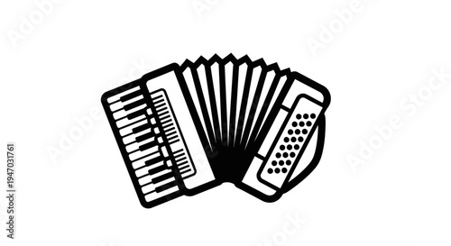 Black and white accordion instrument.