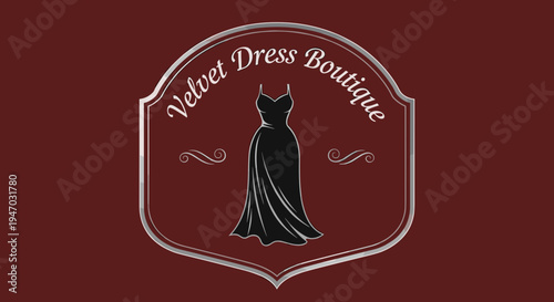 Black evening dress with long train.