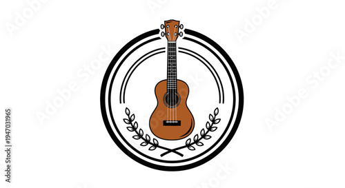 Brown Acoustic Guitar Instrument Closeup.