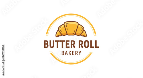 Butter Roll Bakery Croissant Logo Design.