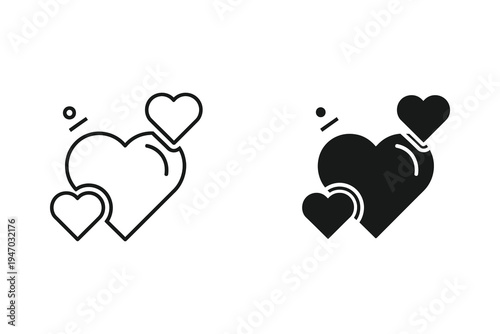 Romantic Overlapping Heart Icons for Love and Wedding Themes