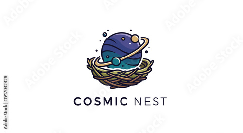 Cosmic Nest Planet Earth Logo Design.