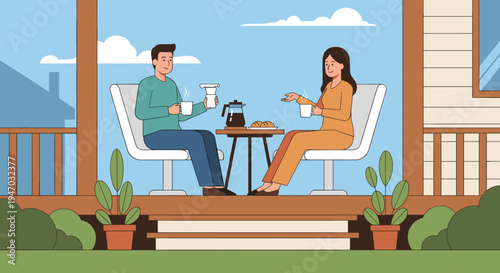 Couple sitting on a porch together.