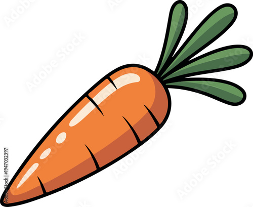 Cartoon Carrot Vegetable Icon Illustration Featuring Fresh Organic Food, Healthy Nutrition, Farming, Agriculture, and Vegan Lifestyle Concepts